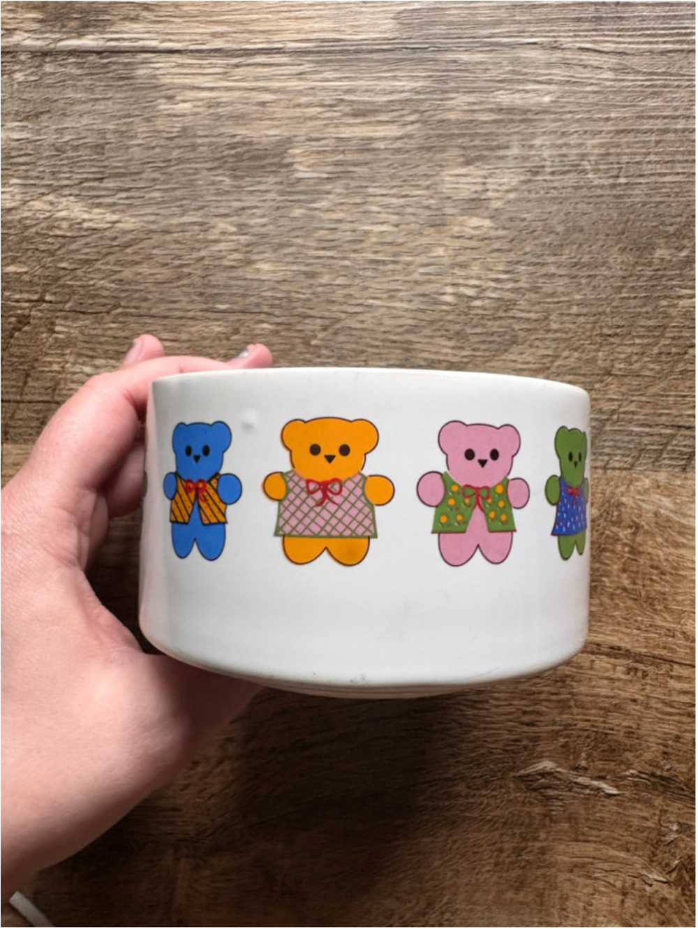 Vintage Napco Ceramic Teddy Bear Planter / Bowl - Blue Interior